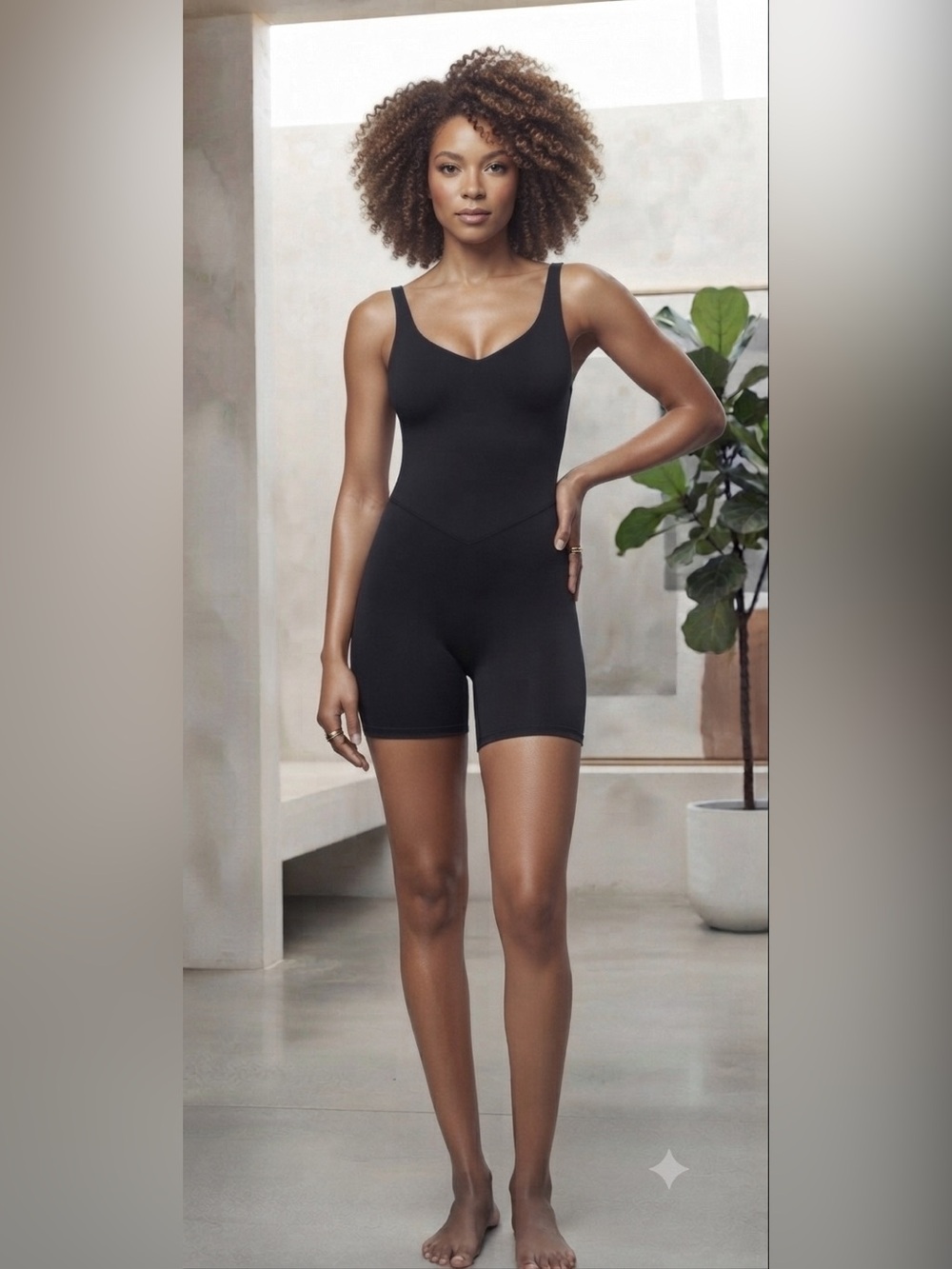 BANDIER Women’s V-Neck Tempo Short Catsuit In Black